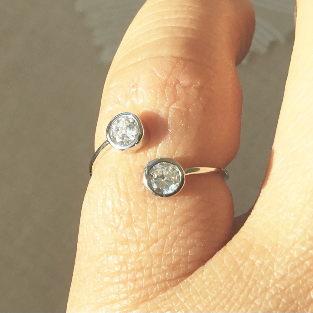 925 sterling silver toe pinky ring adjustable CZ